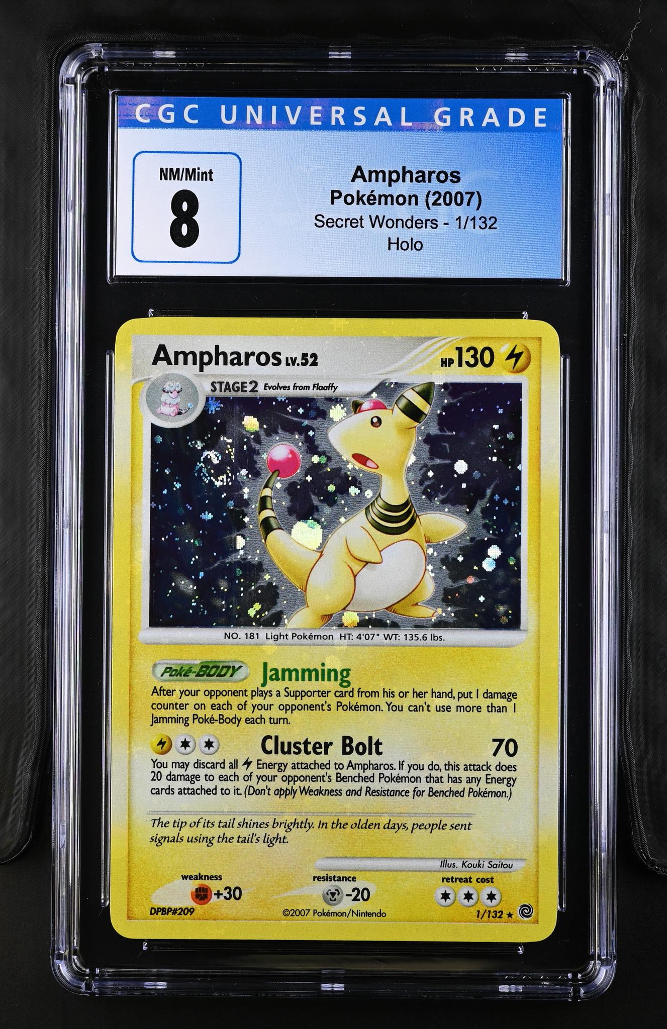 2007 Pokemon #1/132 Ampharos Secret Wonders /132 CGC 8 - Image 2