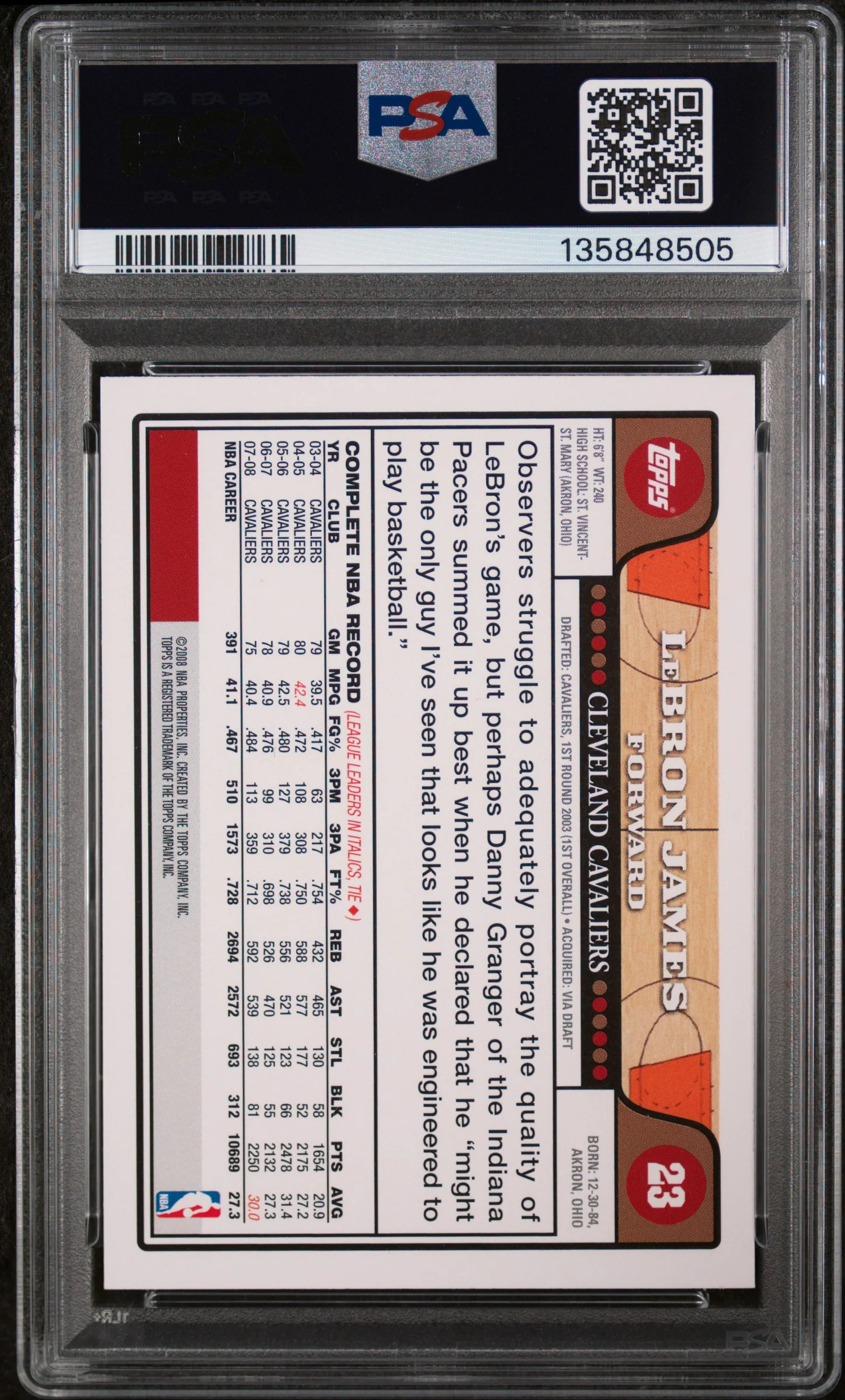 2008 Topps LeBron James #23 PSA 10 - Image 2