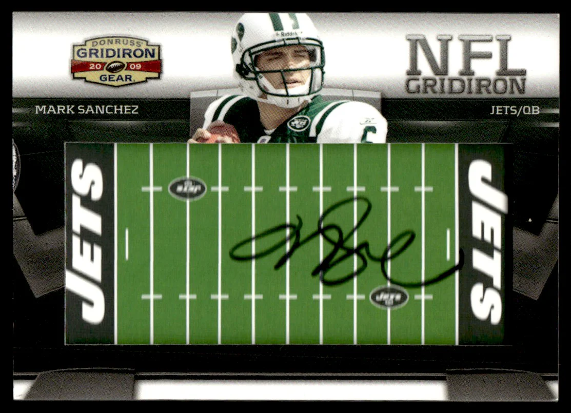 2009 Panini Donruss 27 Mark Sanchez Gridiron Gear /45 Jets Auto