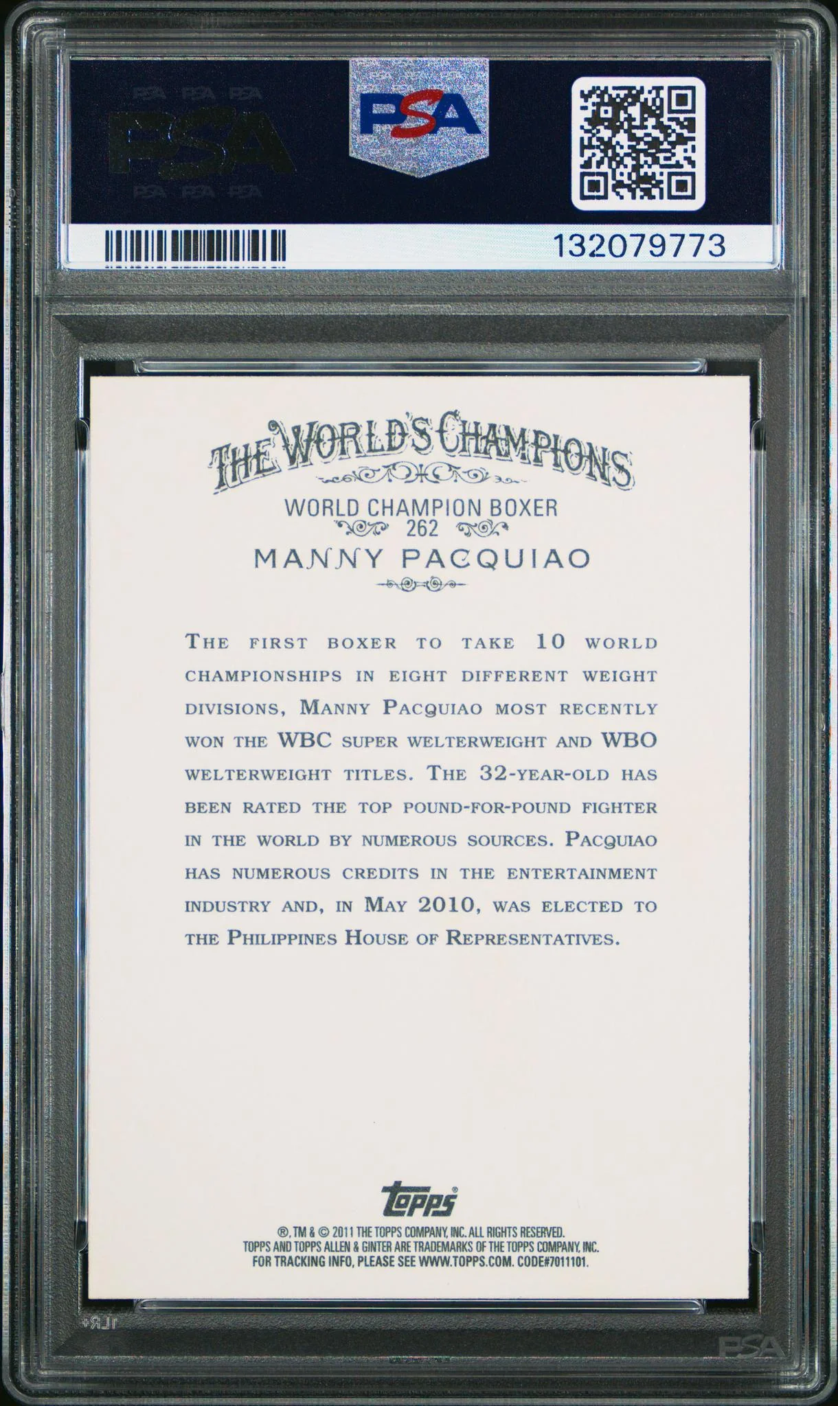 2011 Topps Allen and Ginter Manny Pacquiao #262 PSA 8 - Image 2