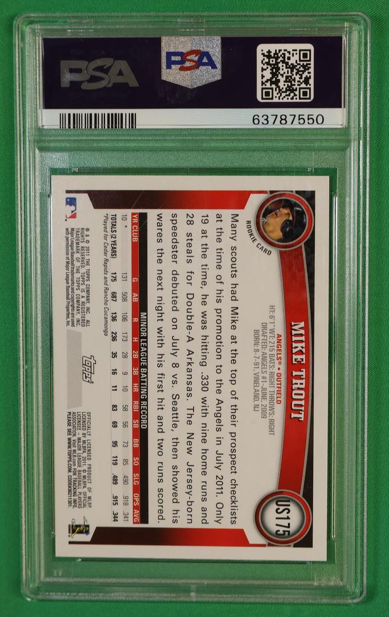 2011 Topps Update Mike Trout #US175 PSA 10 - Image 2