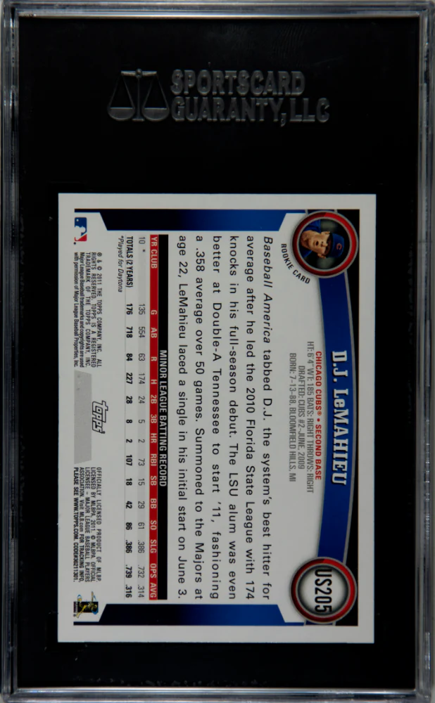 2011 Topps Update #US205 Dj Lemahieu SGC 10 - Image 2