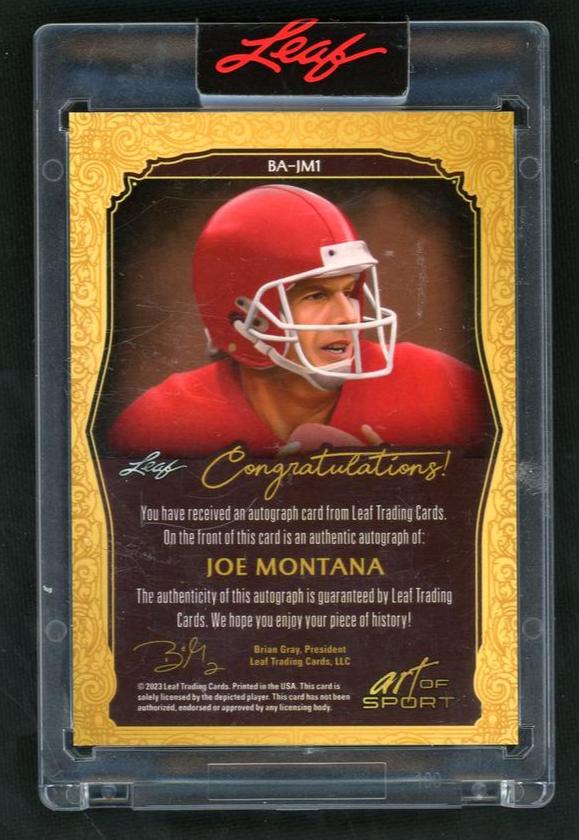 2013 Leaf Art of Sport BA-JM1 Joe Montana /35 Auto - Image 2
