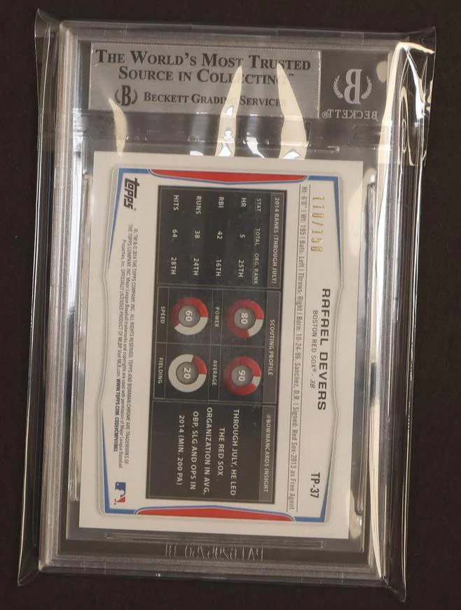 2014 Bowman Draft Top Prospects Red Ice Rafael Devers #TP-37 /150 BGS 9 - Image 2