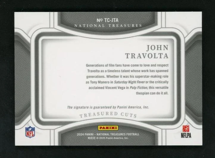 2014 Panini National Treasures TC-JTA John Travolta Treasured Cuts Auto - Image 2