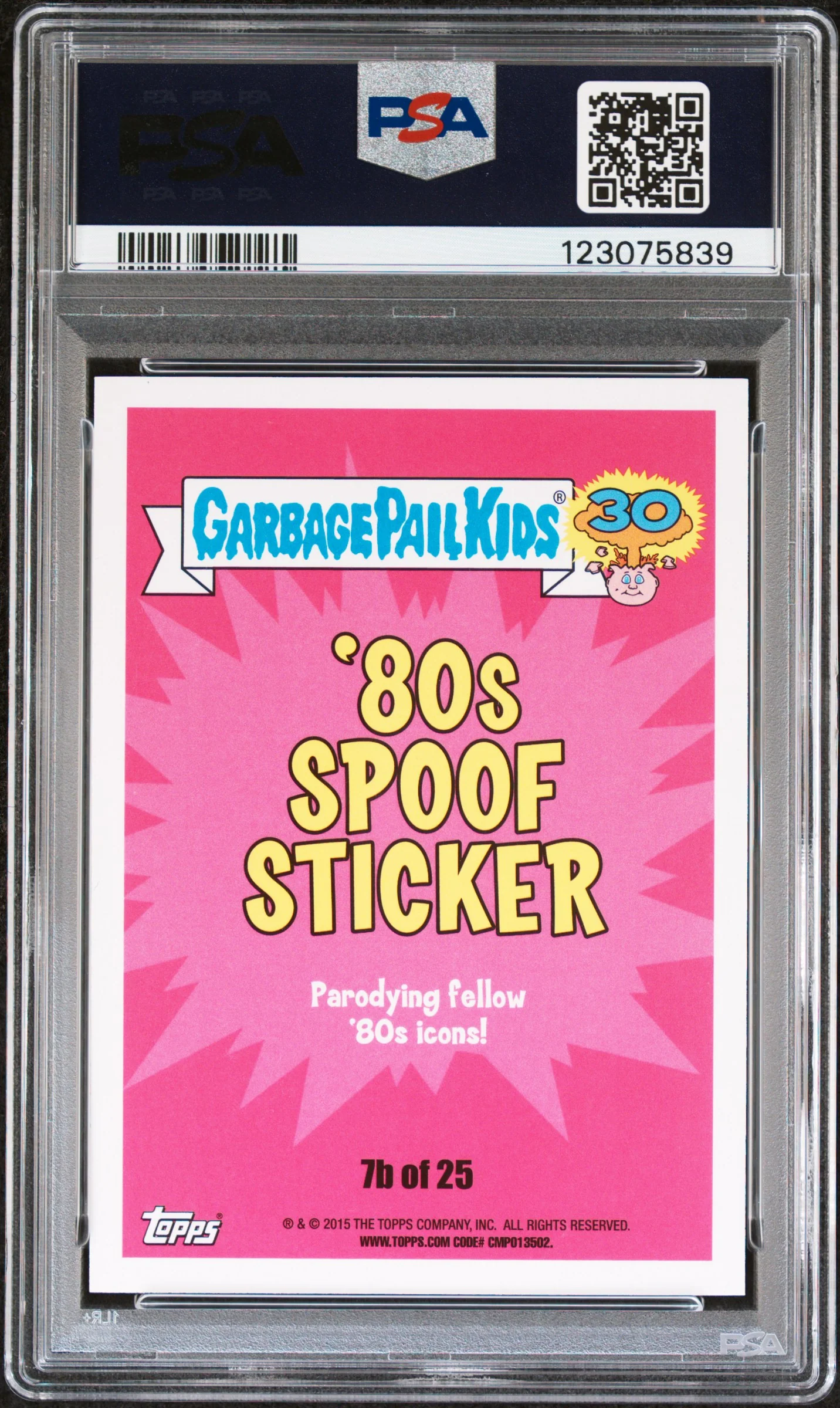 2015 Garbage Pail Kids 30th Anniversary 80s Spoof Jumpin' Jordan #7B /25 PSA 10 - Image 2