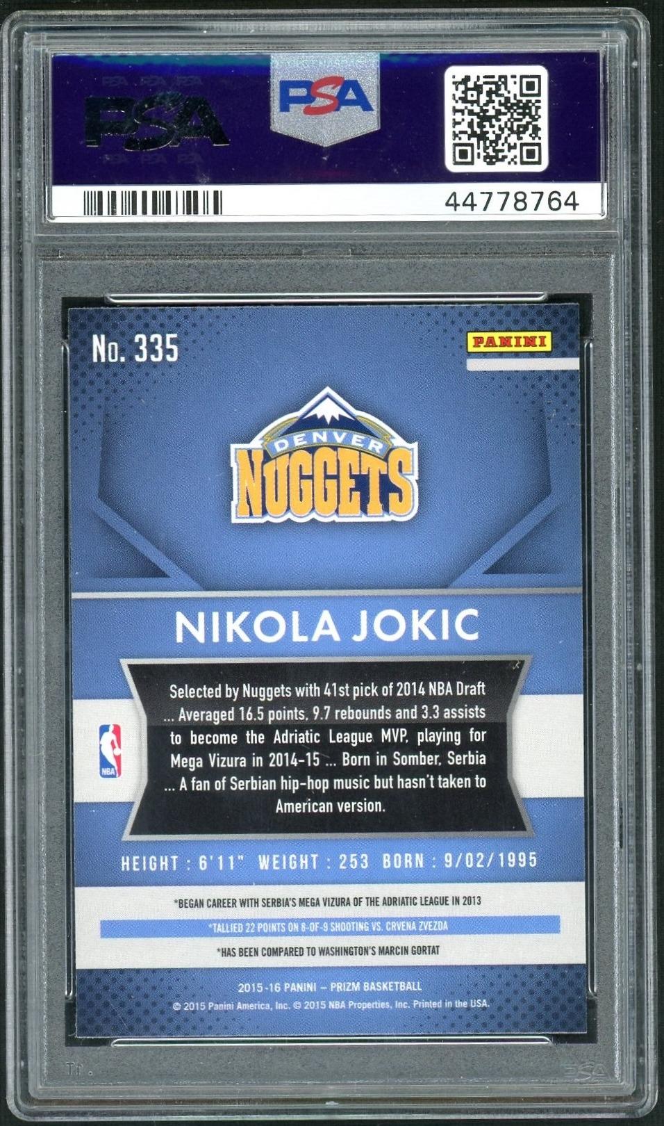 2015 Panini Prizm Nikola Jokic #335 PSA 10 - Image 2