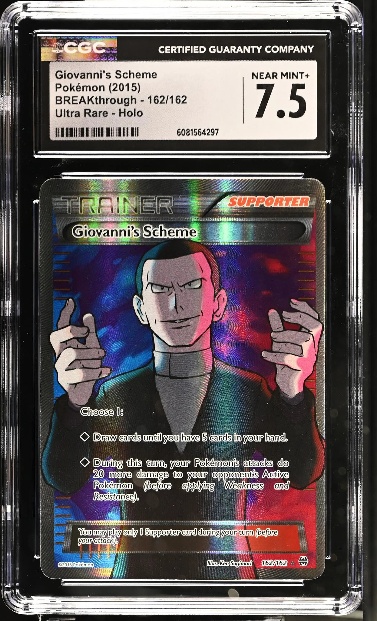2015 Pokemon #162/162 Giovanni's Scheme BREAKthrough CGC 7.5