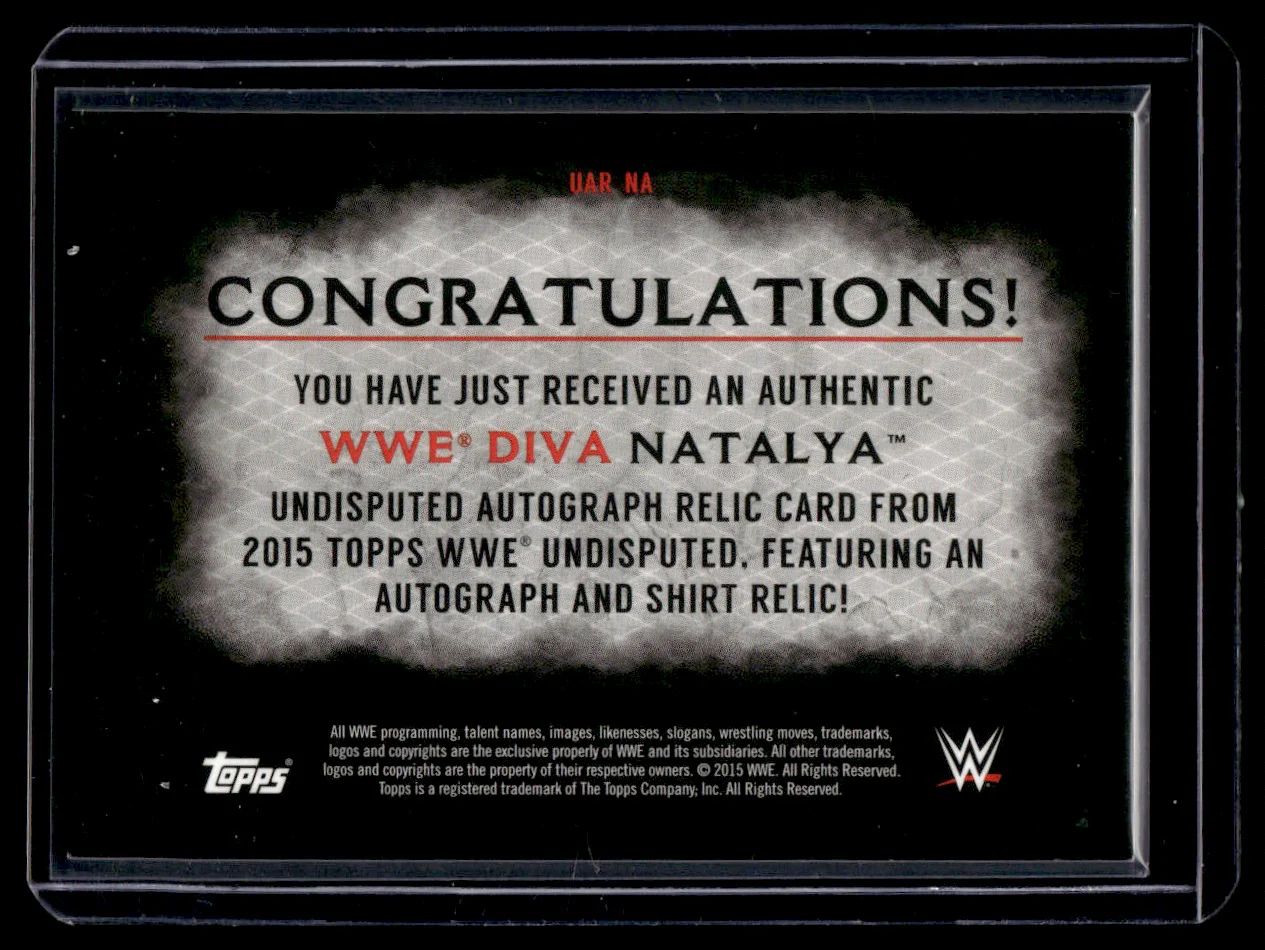 2015 Topps WWE Undisputed Natalya #UAR-NA Auto Shirt Relic - Image 2
