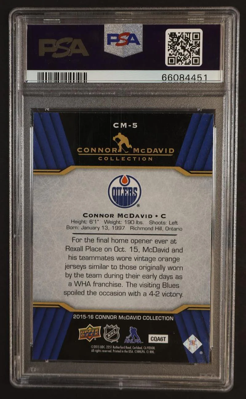 2015 Upper Deck Collection Connor Mcdavid #CM5 PSA 10 - Image 2