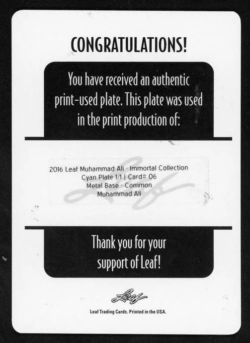 2016 Leaf Immortal Collection 06 Muhammad Ali Metal Base - Common Cyan - Image 2
