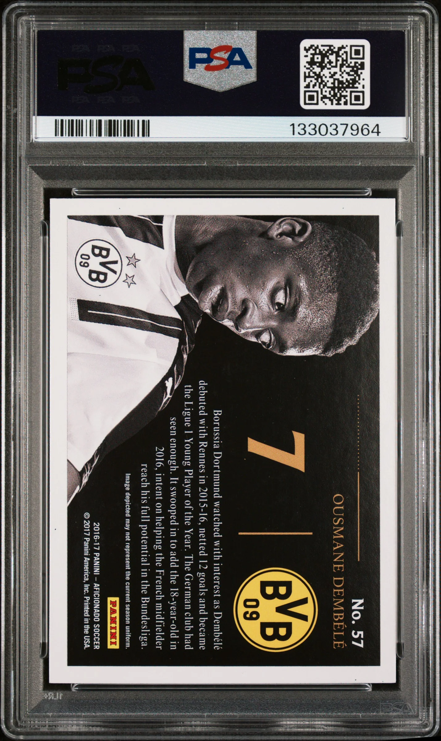2016 Panini Aficionado Ousmane Dembele #57 PSA 9 - Image 2