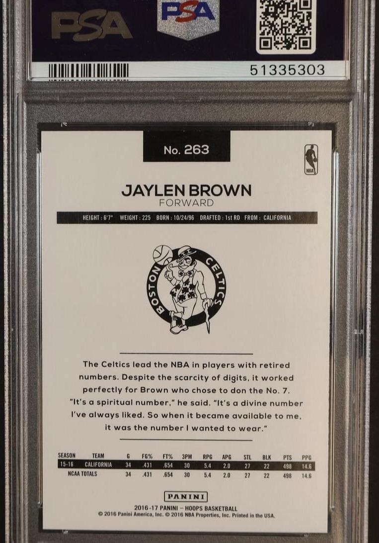 2016 Panini Hoops Jaylen Brown #263 PSA 10 - Image 2