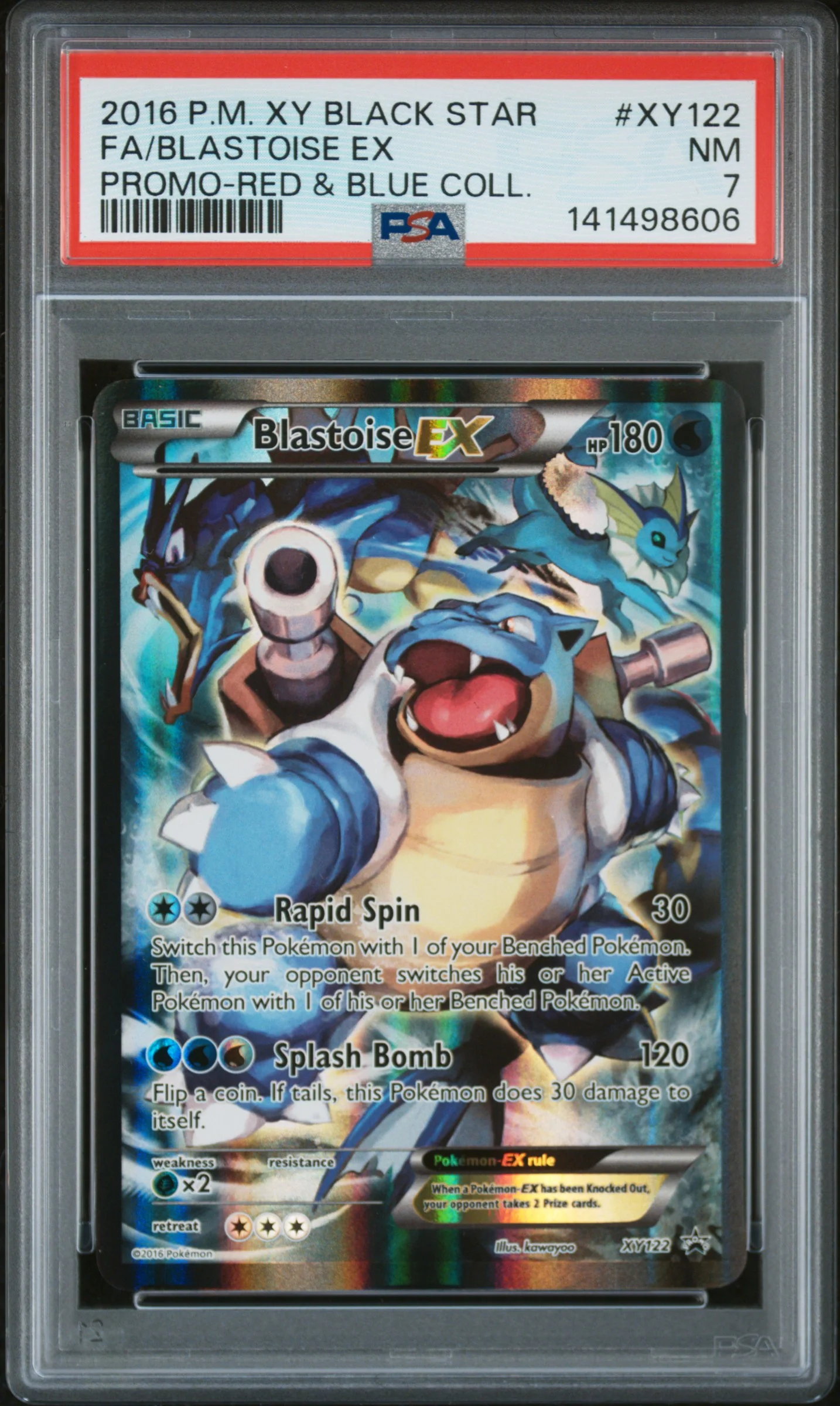 2016 Pokemon Blastoise Ex Promo Red and Blue Collection Blastoise Ex #XY122 PSA 7