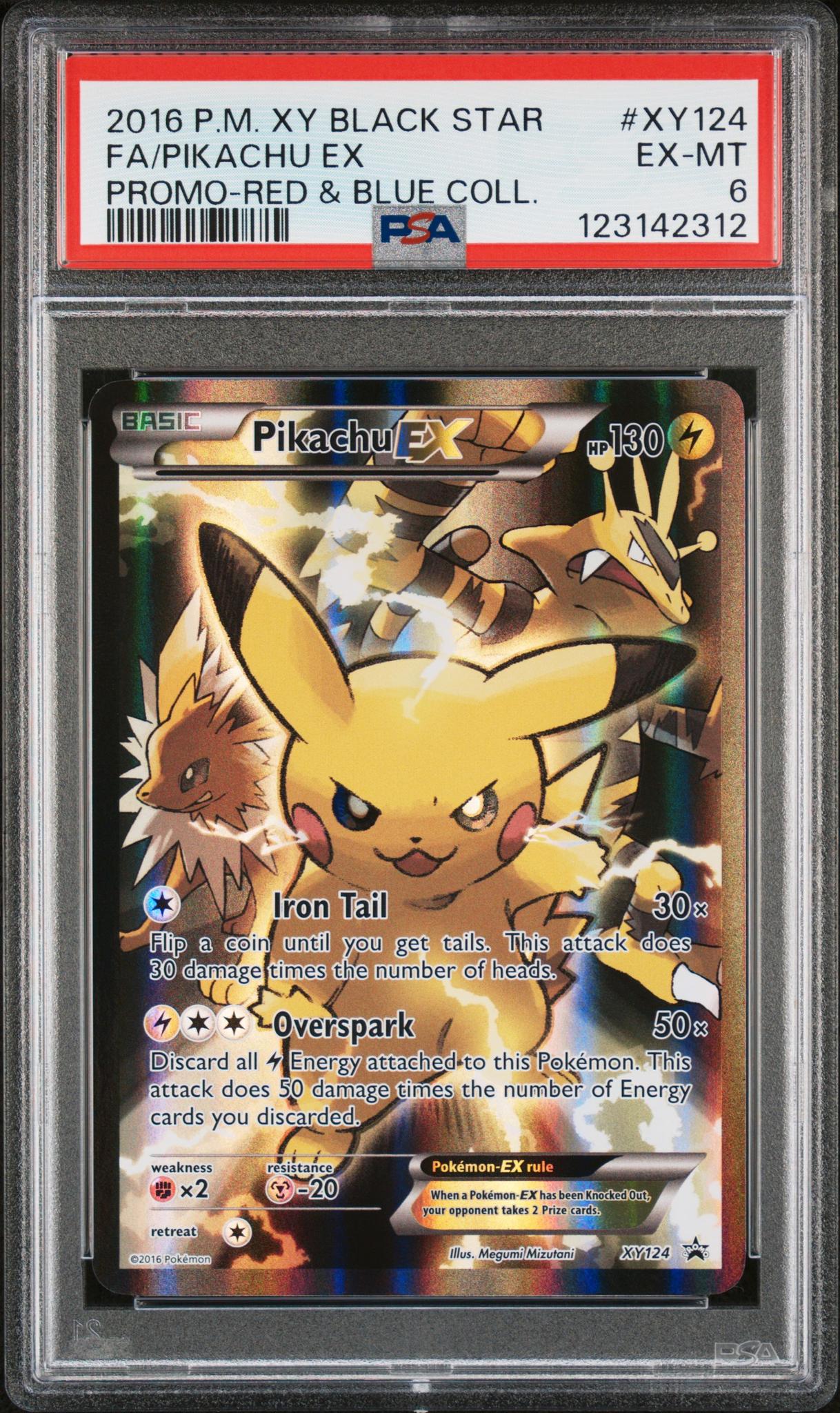 2016 Pokemon XY Black Star Promo Red and Blue Collection Pikachu Ex #XY124 PSA 6