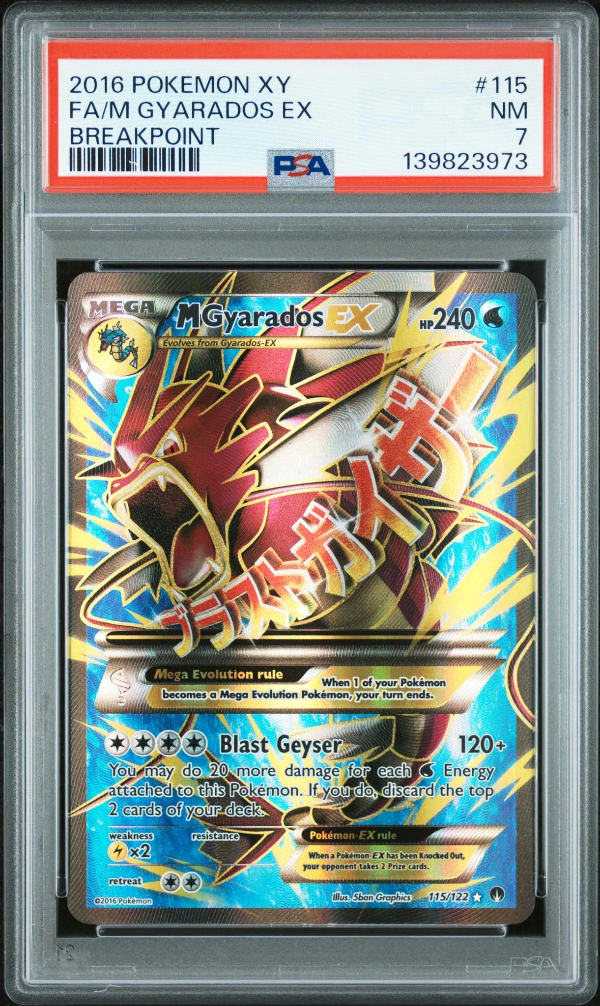 2016 Pokemon XY Breakpoint M Gyarados Ex #115 PSA 7