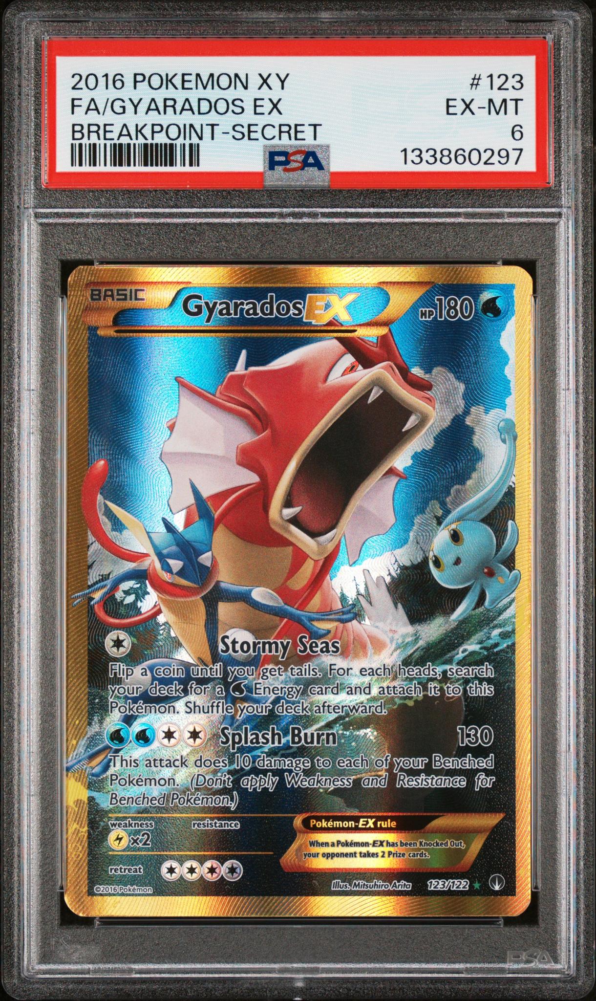 2016 Pokemon XY Breakpoint Secret Rare Gyarados Ex #123 PSA 6