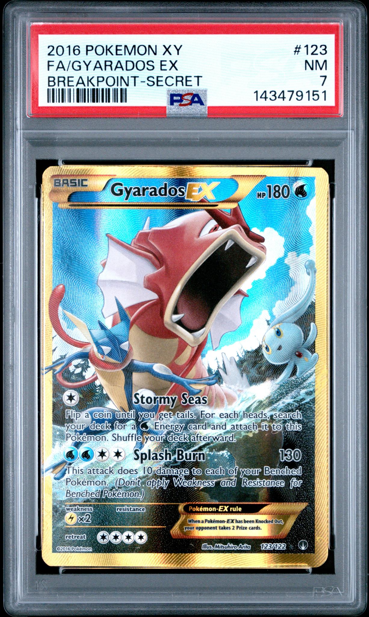 2016 Pokemon XY Breakpoint Secret Rare Gyarados Ex #123 PSA 7