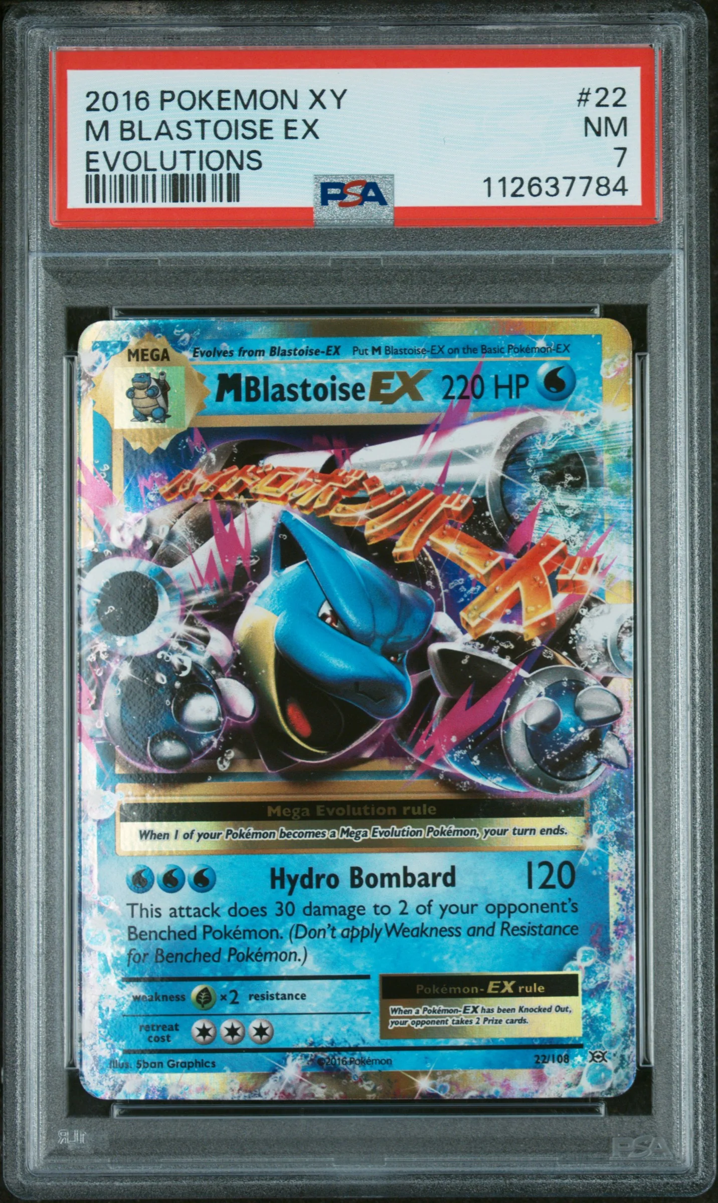 2016 Pokemon XY Evolutions M Blastoise Ex #22 /108 PSA 7