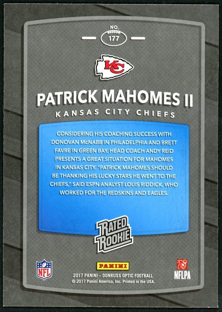 2017 Panini Donruss Optic 177 Patrick Mahomes II - Image 2
