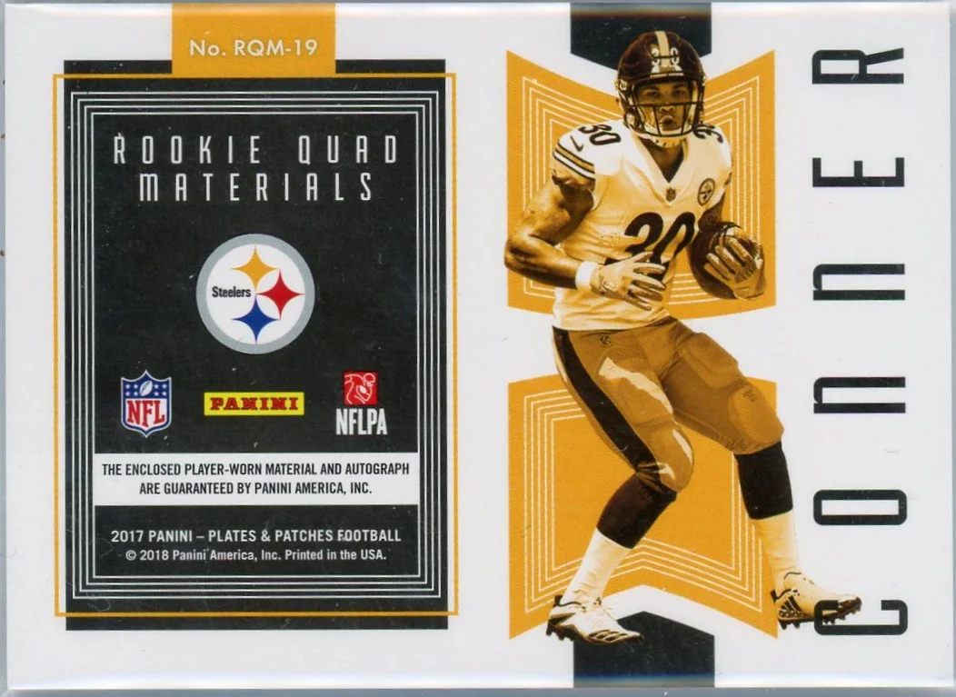 2017 Panini Plates & Patches Rookie Quad Materials James Conner #RQM-19 RPA /25 - Image 2