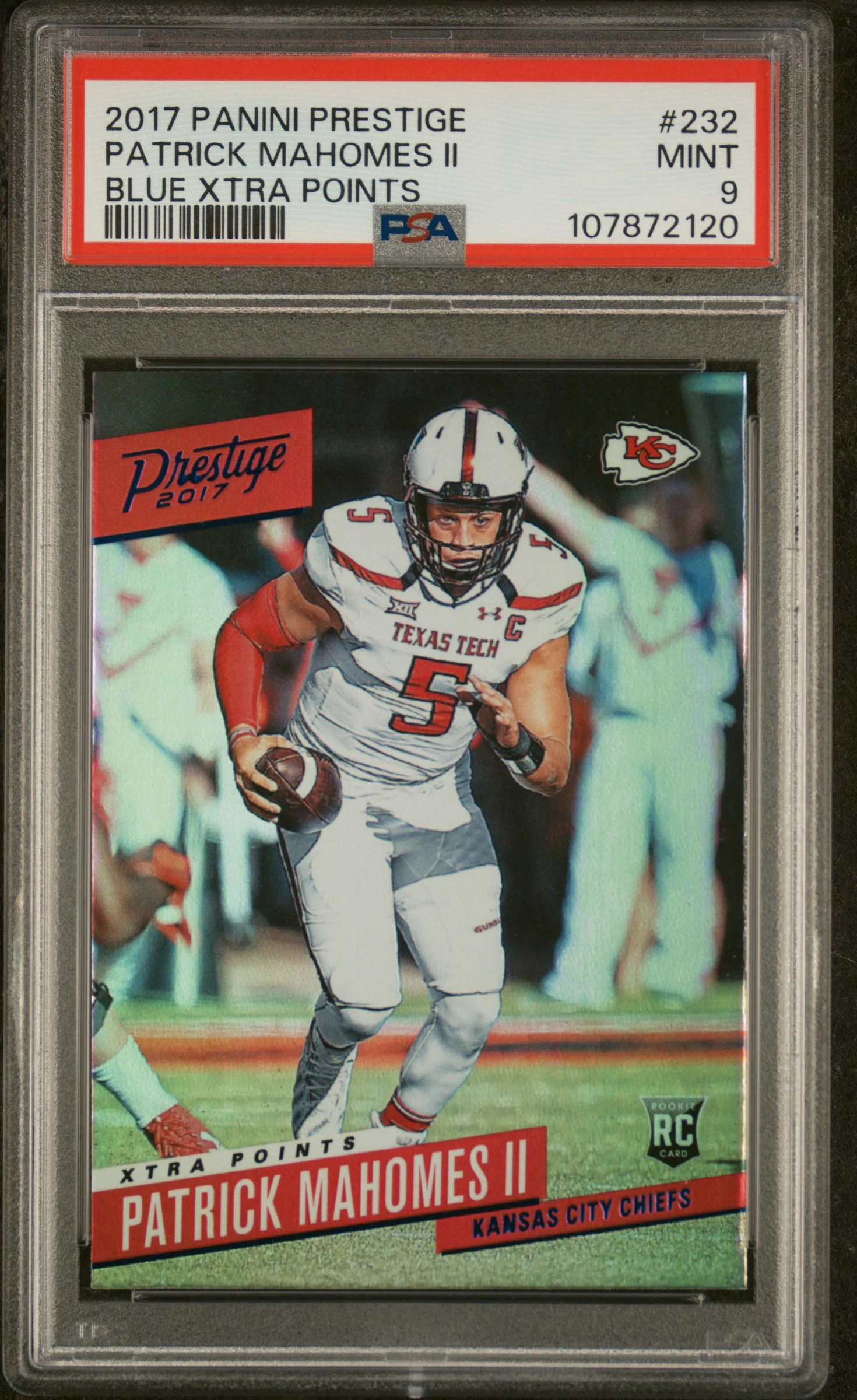 2017 Panini Prestige Xtra Points Blue Patrick Mahomes II #232 PSA 9