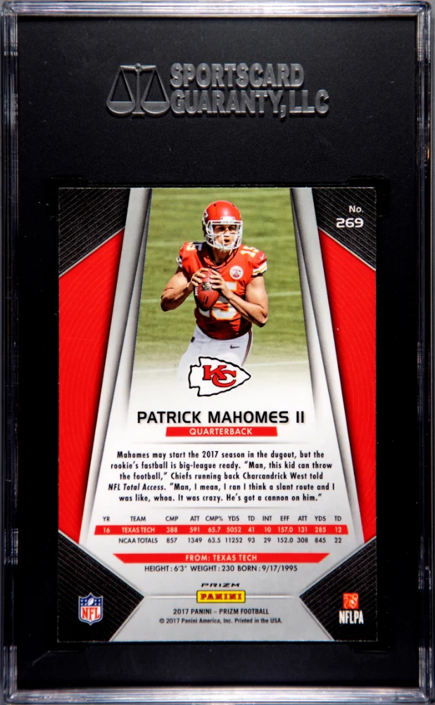 2017 Prizm #269 Patrick Mahomes II Silver Prizm SGC 8 - Image 2
