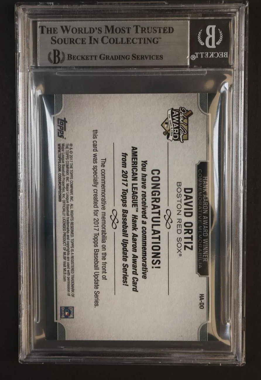2017 Topps Update Hank Aaron Award Relics Gold David Ortiz #HADO /99 /199 BGS 9 - Image 2