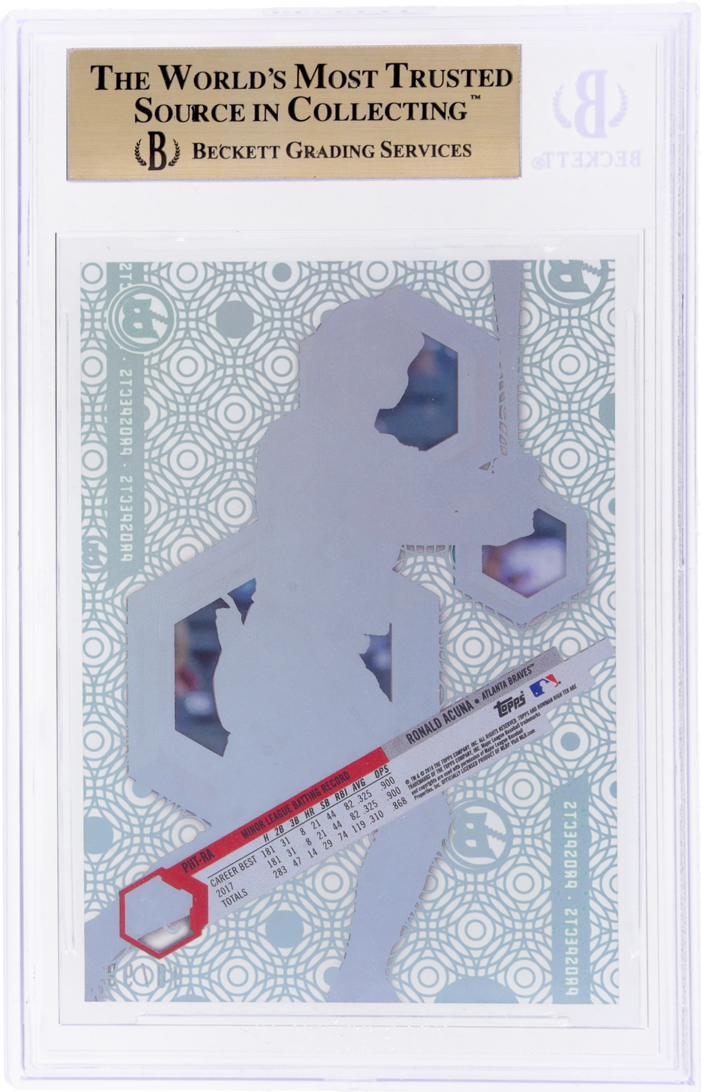 2018 Bowman High Tek Prospects Green Rainbow Ronald Acuna #PHTRA /99 BGS 9.5 - Image 2