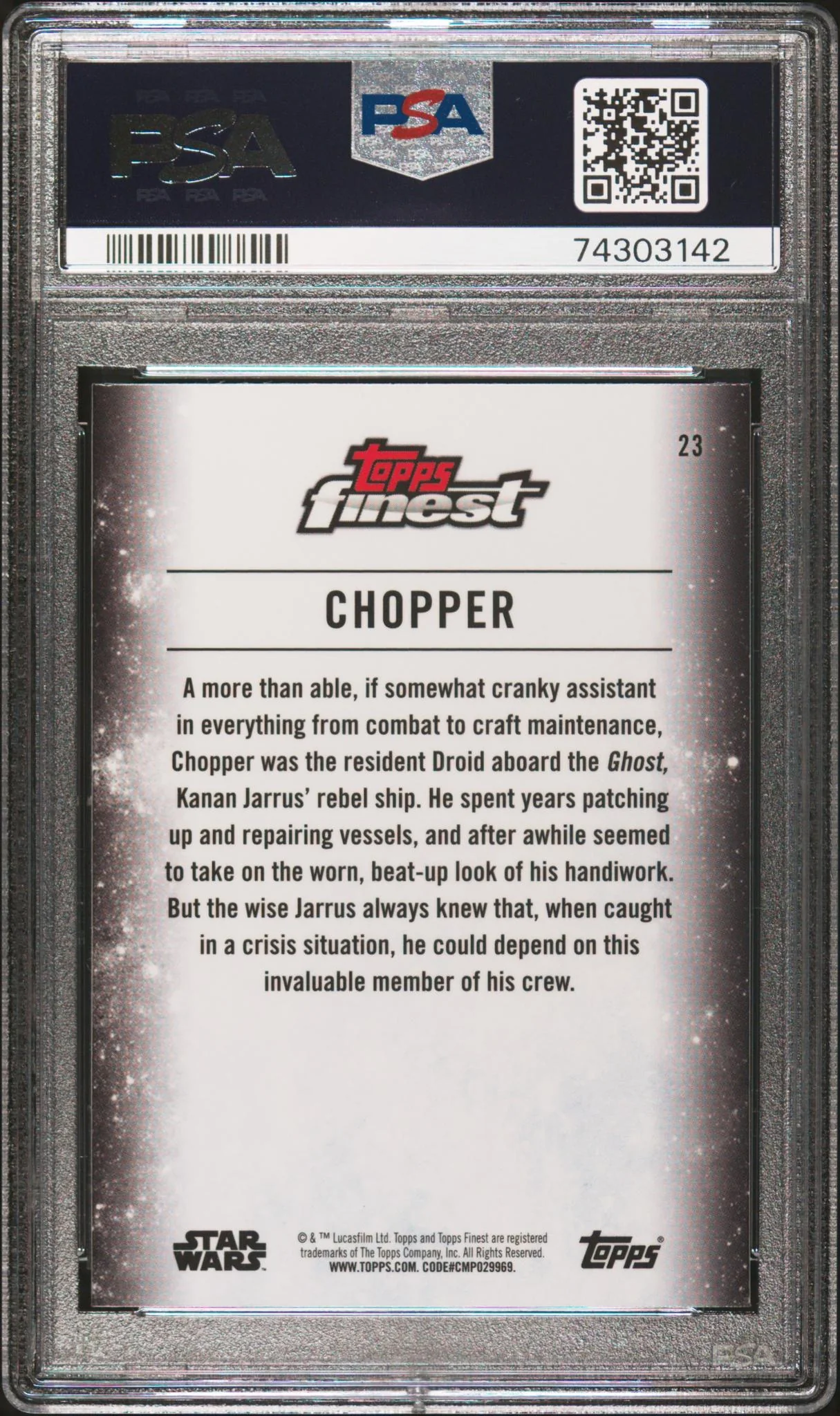 2018 Topps Finest Star Wars Chopper #23 PSA 10 - Image 2