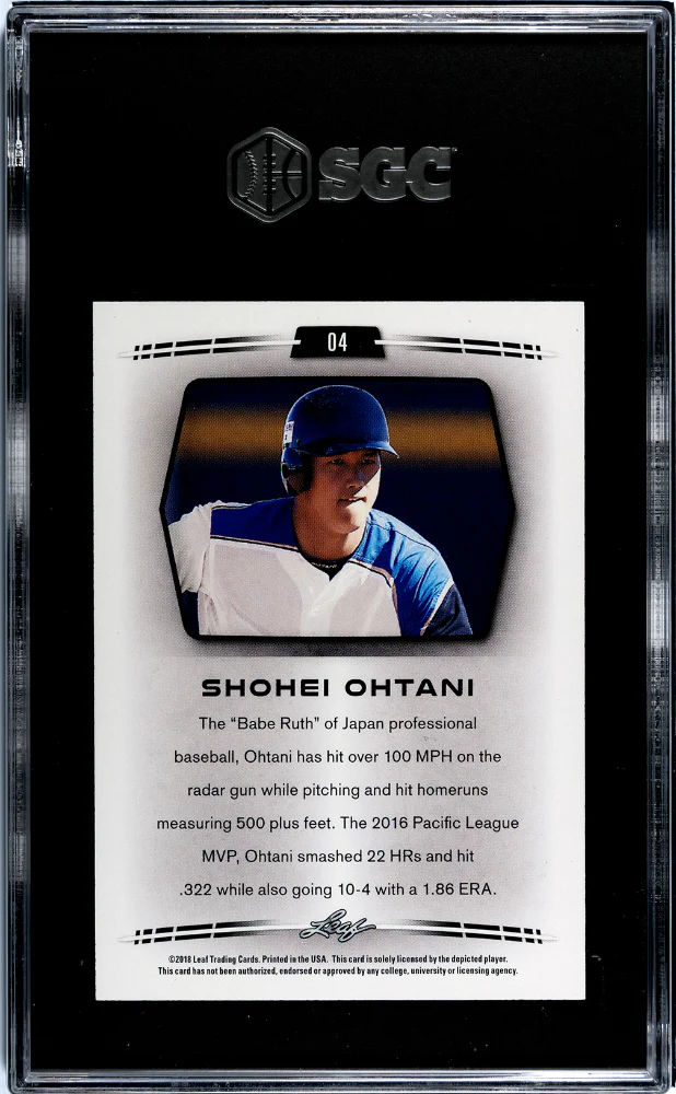 2018 Leaf #04 Shohei Ohtani SGC 10 - Image 2