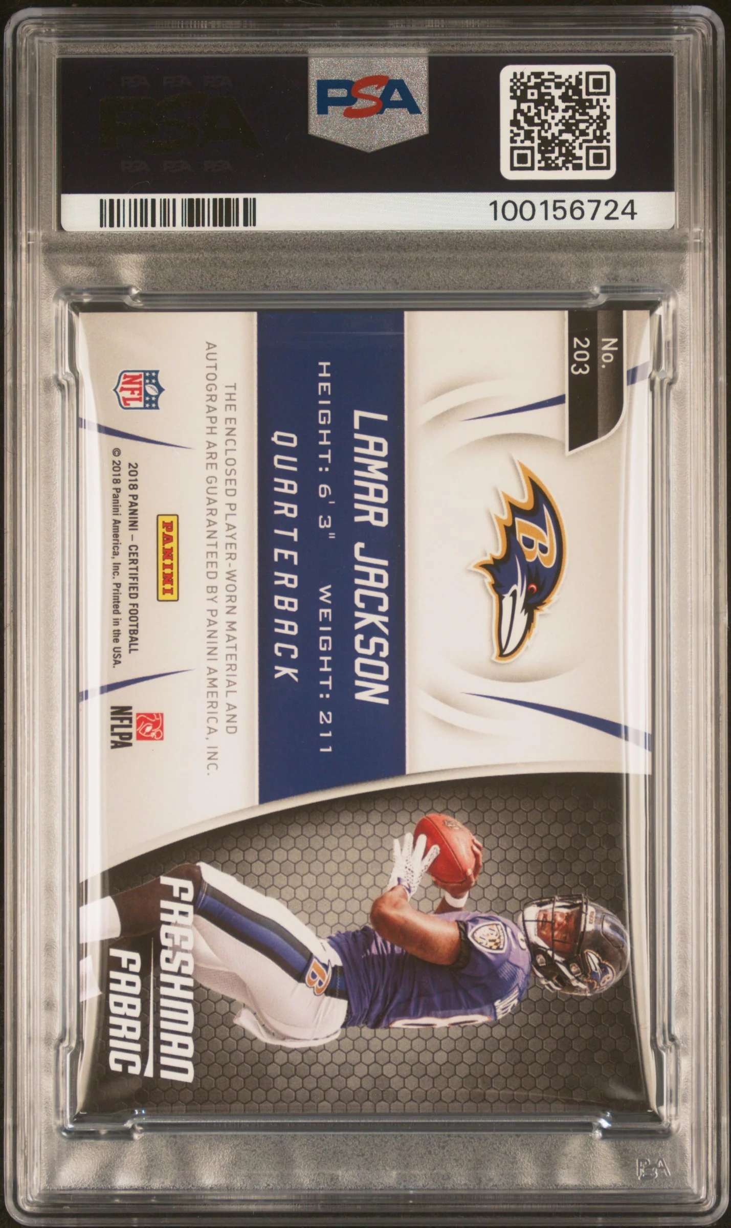 2018 Panini Certified Mirror Blue Lamar Jackson #203 /35 /45 PSA 8 - Image 2