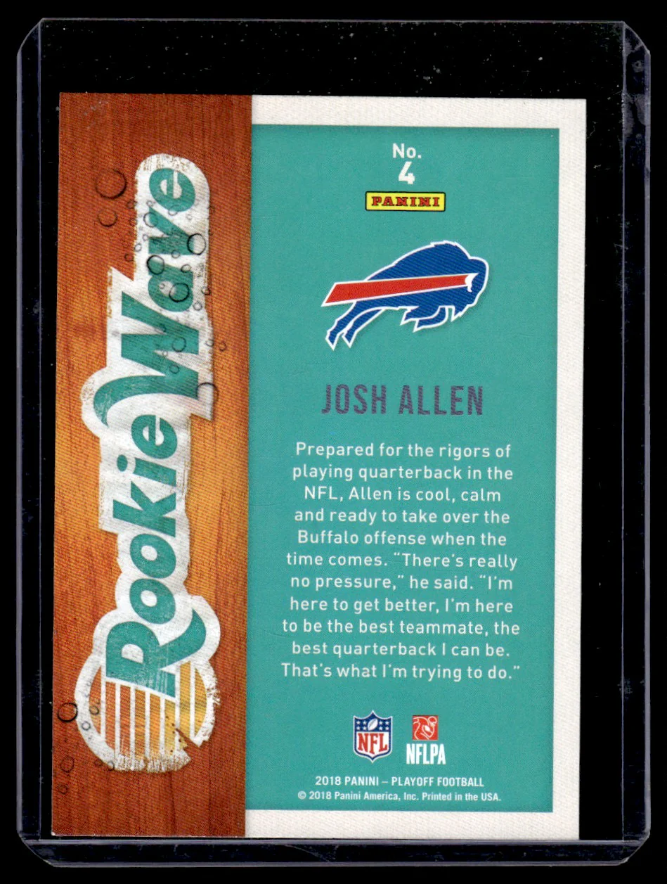2018 Panini Playoff 4 Josh Allen Rookie Wave Rookie Buffalo Bills - Image 2
