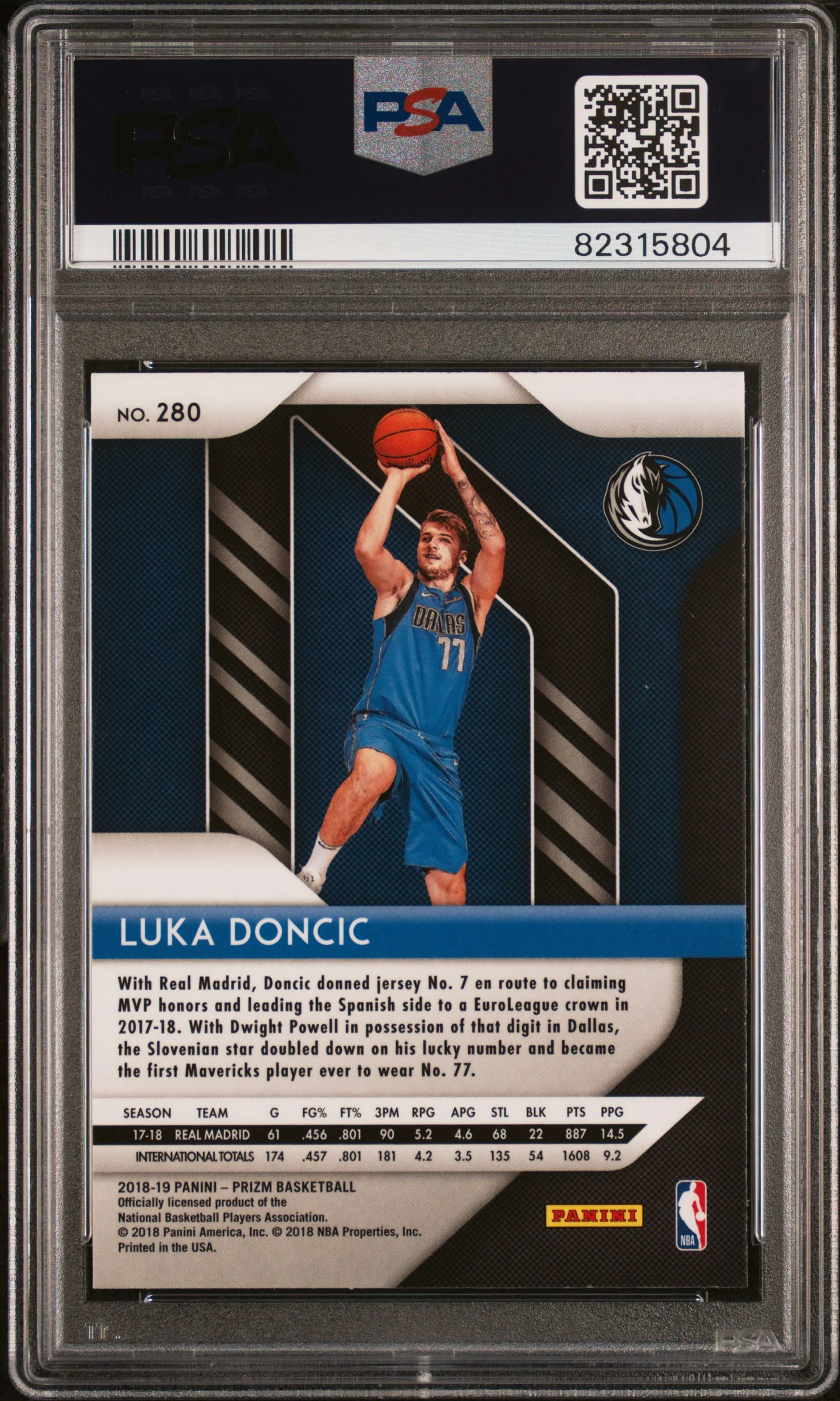 2018 Panini Prizm Luka Doncic #280 PSA 10 - Image 2