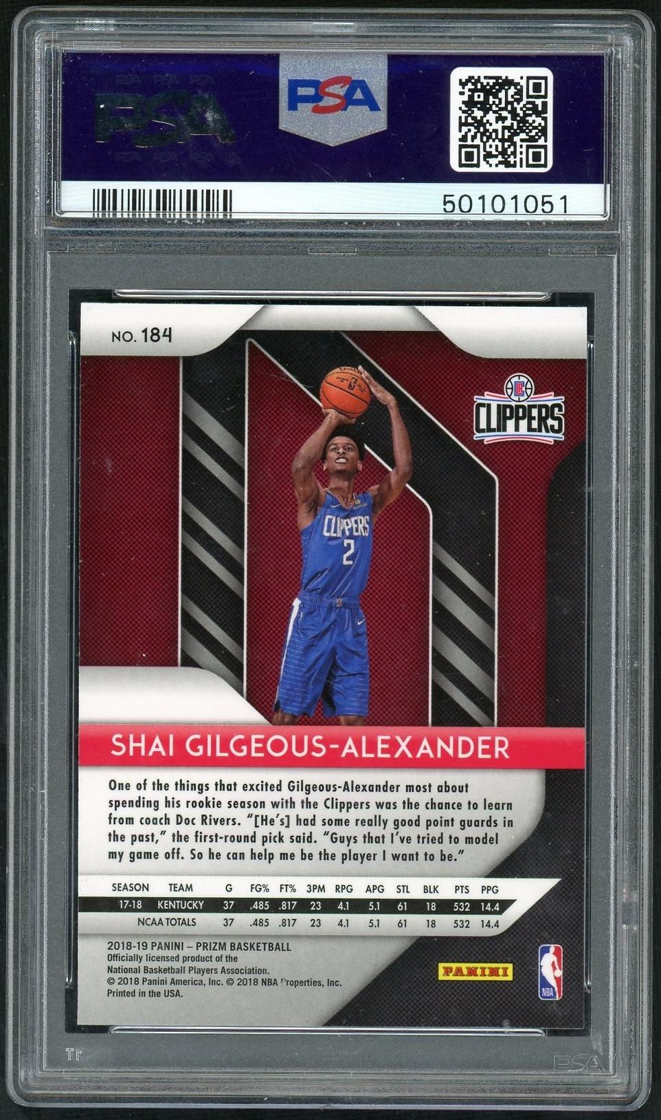 2018 Panini Prizm Shai Gilgeous-Alexander #184 PSA 9 - Image 2
