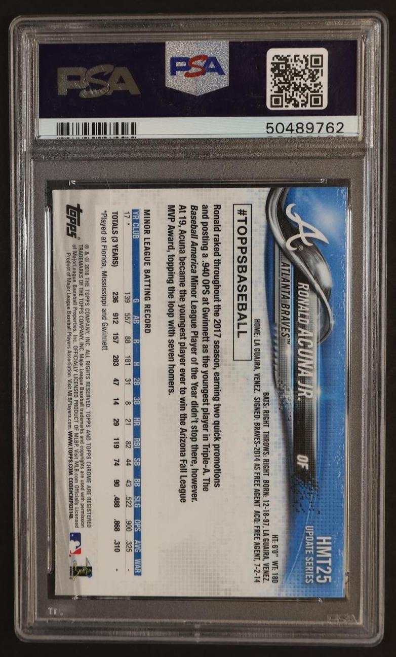 2018 Topps Chrome Update Ronald Acuna Jr. #HMT25 PSA 10 - Image 2
