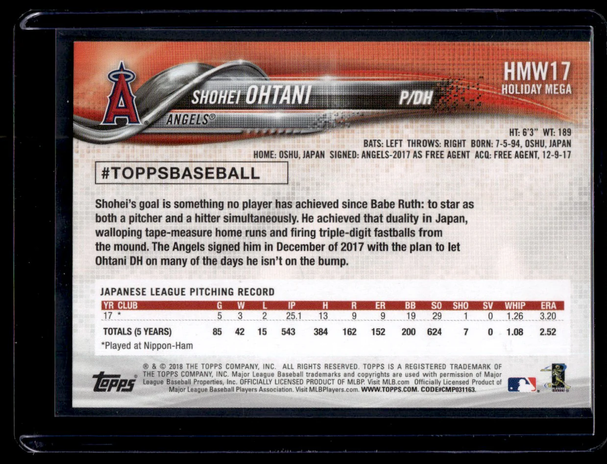2018 Topps HMW17 Shohei Ohtani Holiday Mega Rookie Angels - Image 2