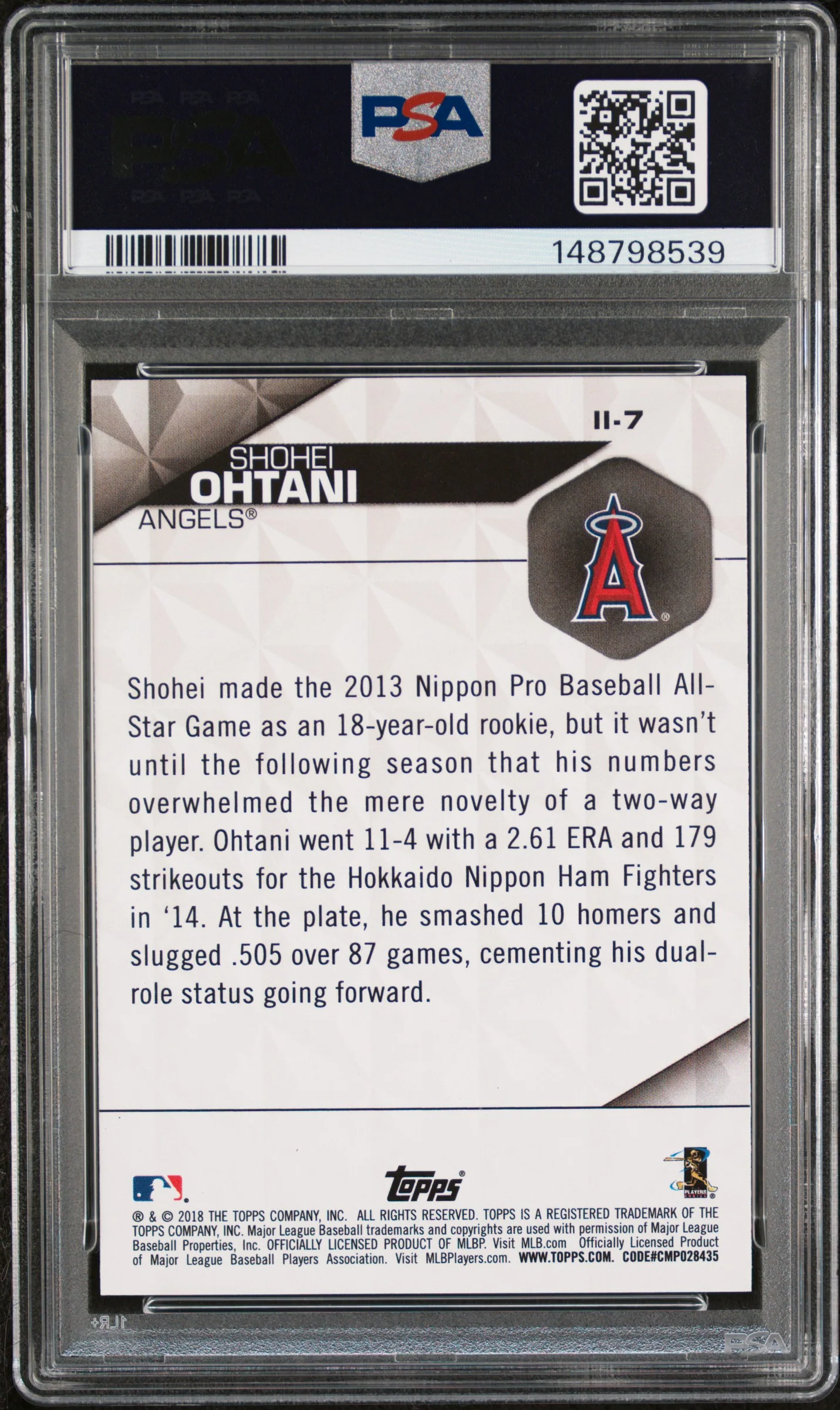 2018 Topps Instant Impact Blue Shohei Ohtani #II7 PSA 9 - Image 2