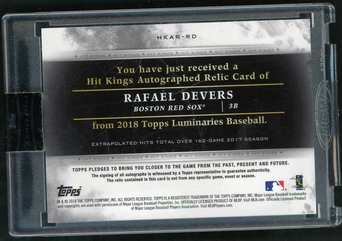 2018 Topps Luminaries HKAR-RD Rafael Devers Hit Kings Rookie /10 Boston Red Sox Auto - Image 2