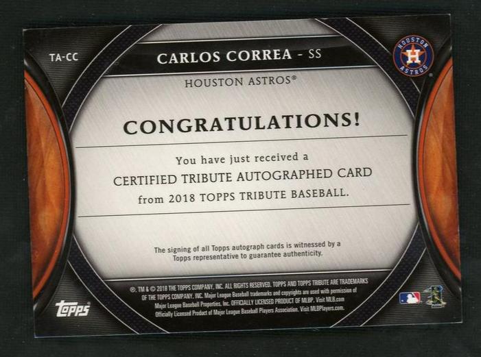 2018 Topps Tribute Carlos Correa #TA-CC Auto /80 - Image 2