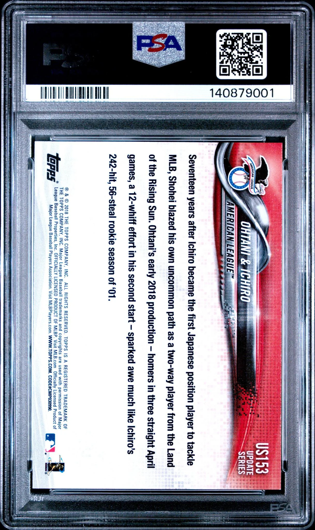 2018 Topps Update Ichiro Suzuki/Shohei Ohtani #US153 PSA 9 - Image 2
