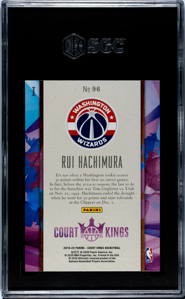2019-20 Panini Court Kings Rui Hachimura #96 RC SGC 10 - Image 2