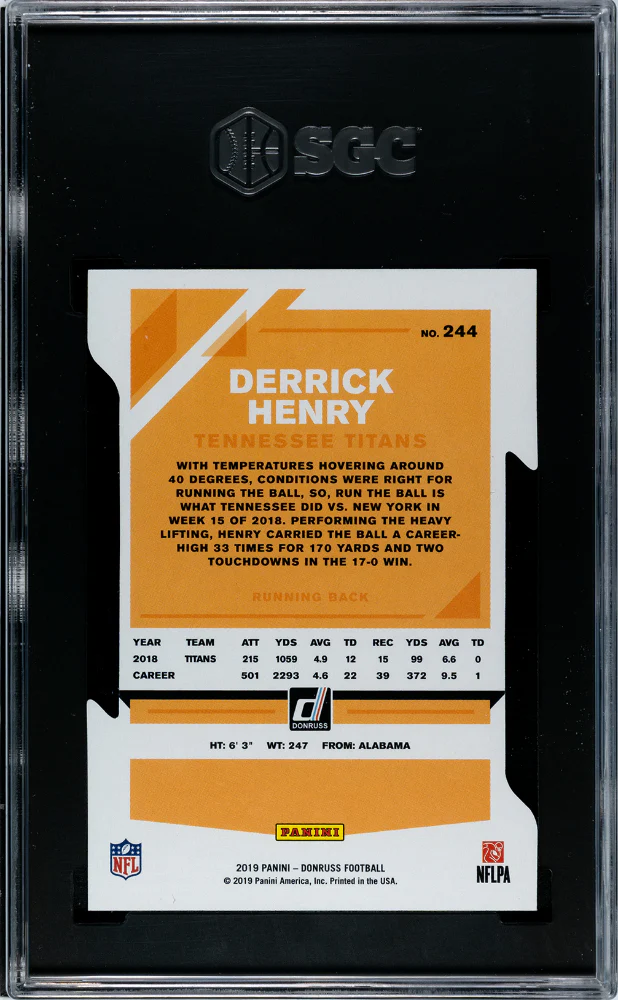 2019 Donruss #244 Derrick Henry Press Proof /25 SGC 9.5 - Image 2