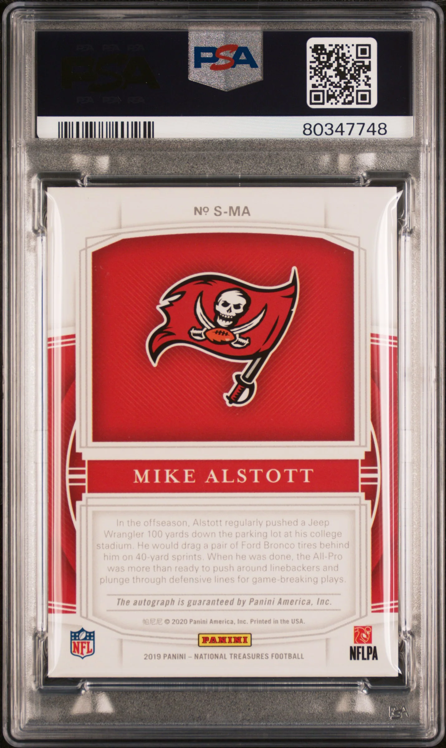 2019 National Treasures #S-MA Mike Alstott Signatures-Holo Silver /15 PSA 10 - Image 2