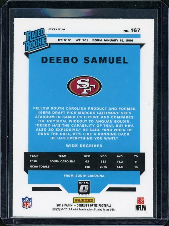 2019 Donruss Optic Prizm Deebo Samuel #167 RC - Image 2