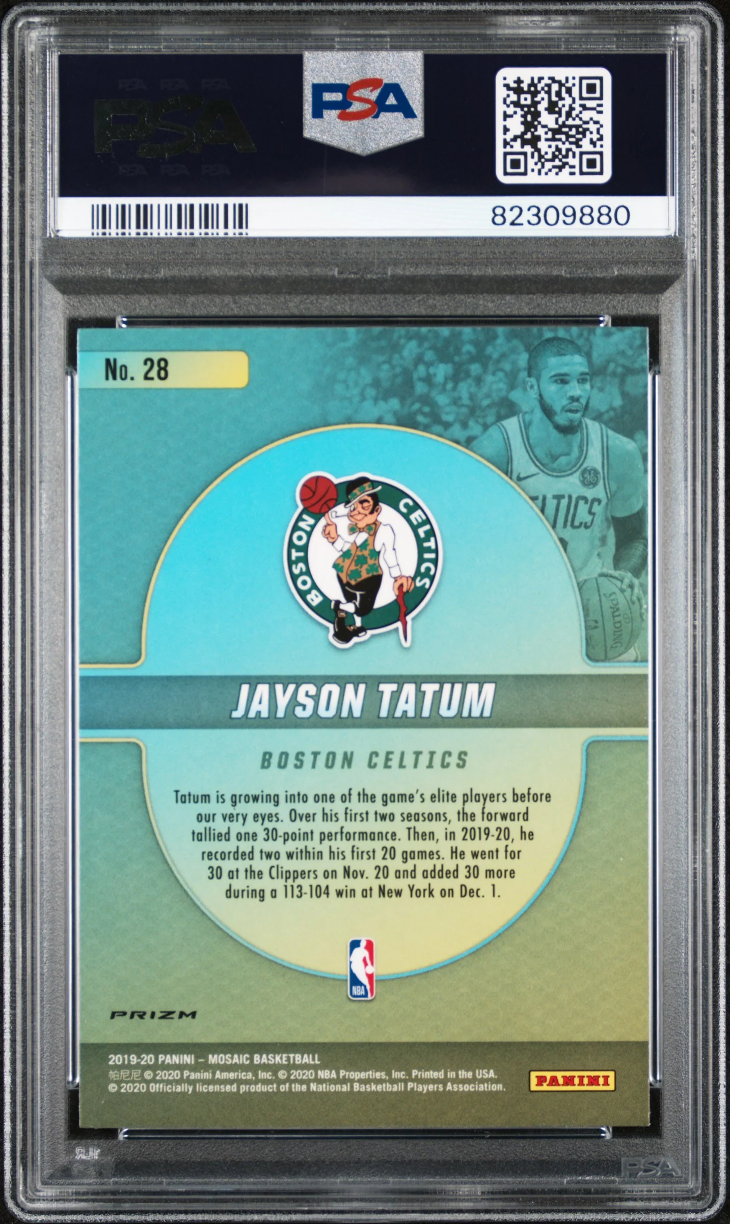 2019 Panini Mosaic Center Stage Jayson Tatum #28 PSA 10 - Image 2