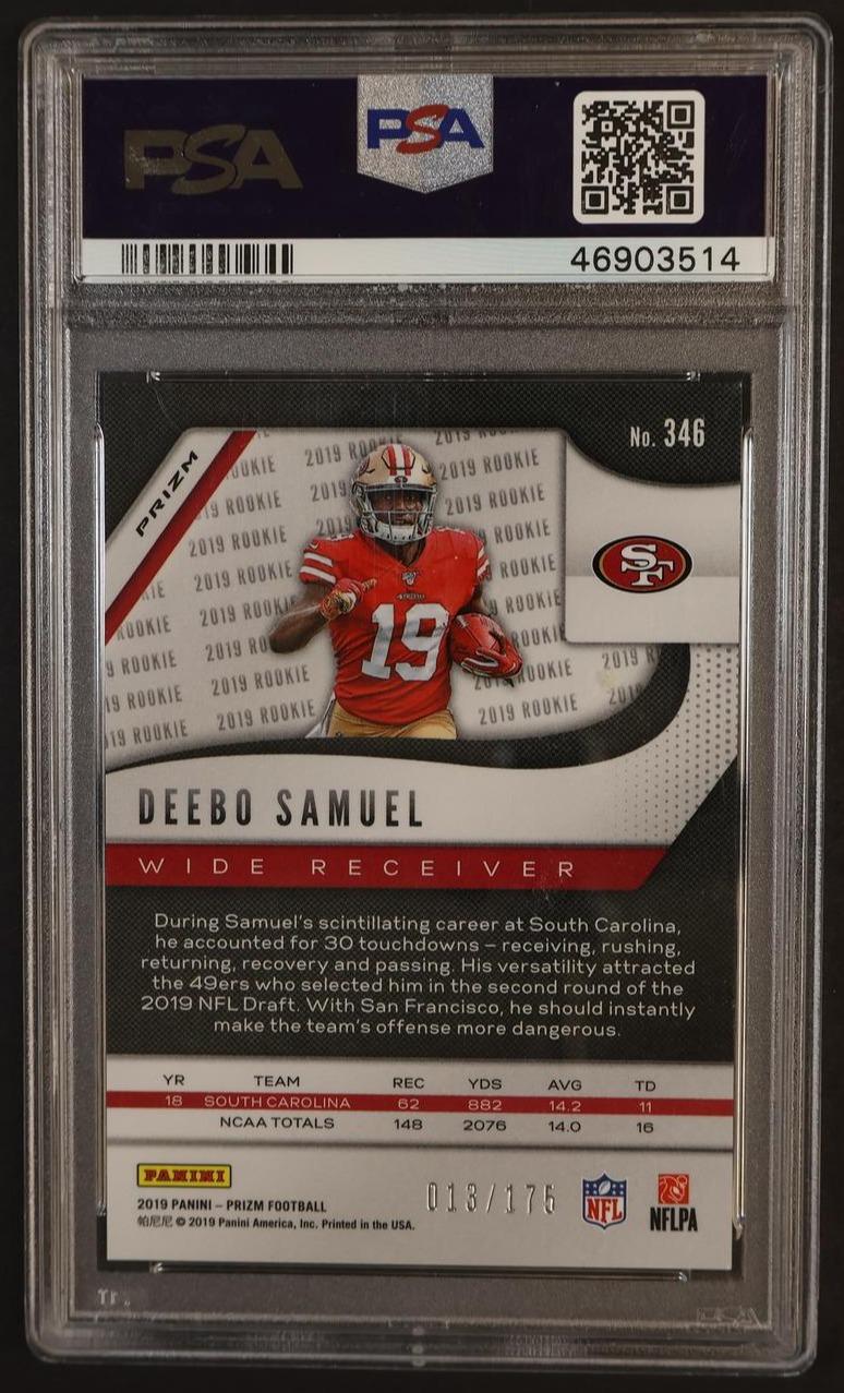 2019 Panini Prizm Prizms Hyper Deebo Samuel #346 /175 PSA 9 - Image 2