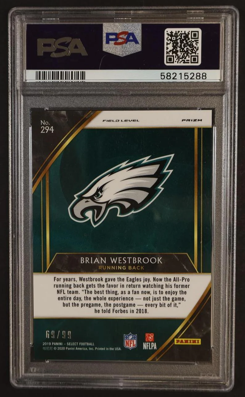 2019 Panini Select Prizm Tri Color Brian Westbrook #294 /99 PSA 10 - Image 2