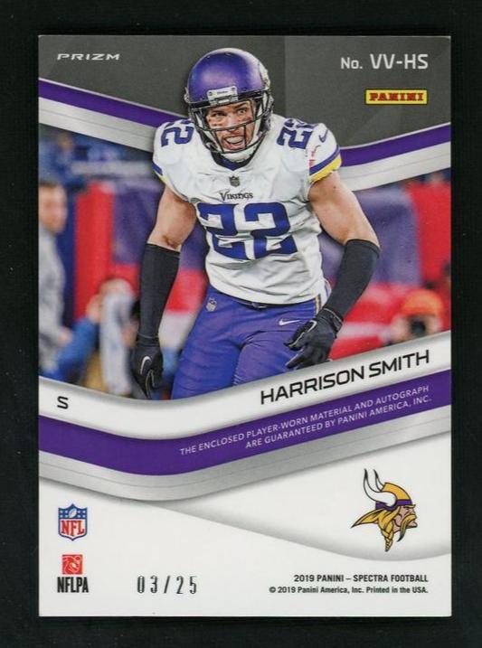 2019 Panini Spectra VV-HS Harrison Smith Vested Veterans Prizm /25 Minnesota Vikings Auto - Image 2