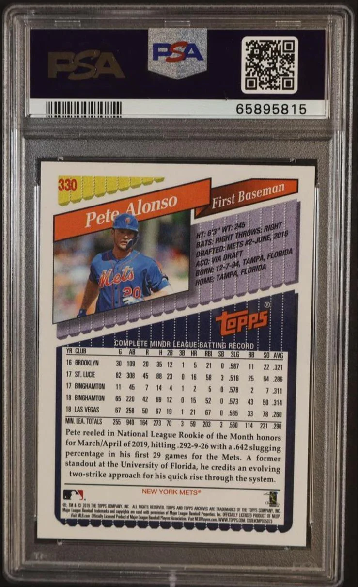 2019 Topps Archives Pete Alonso #330 PSA 0 - Image 2